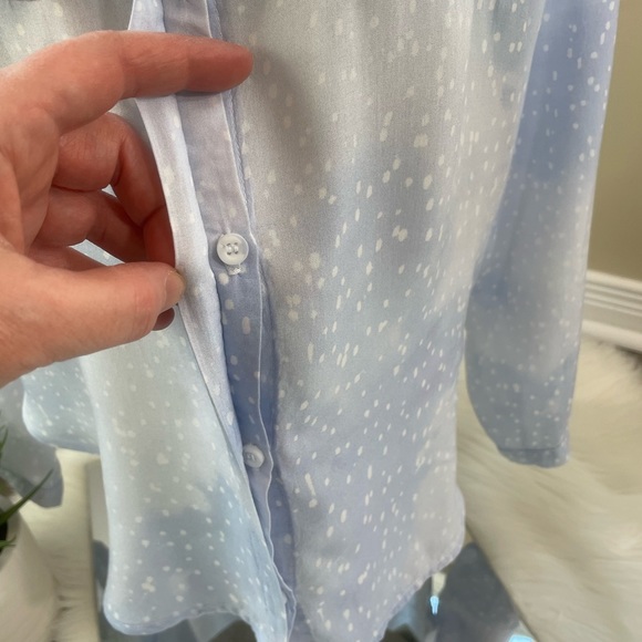 Anthropologie Cloth & Stone button down top- blue tie dye with white polka dots - Picture 5 of 10